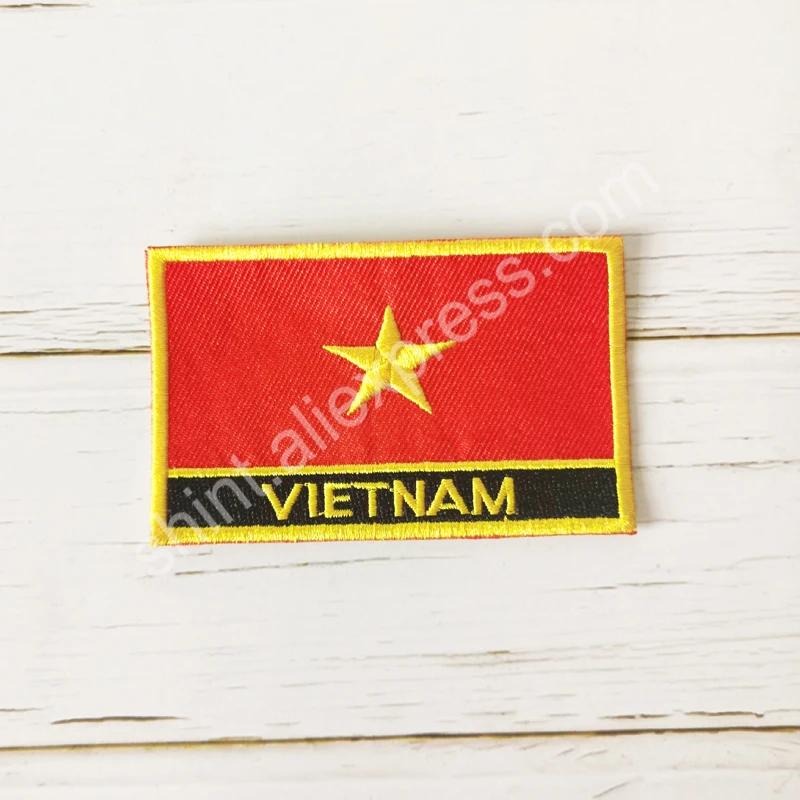 Vietnam National Flag Embroidery Patches Badge Shield And Square Shape Pin One Set On The Cloth Armband Backpack Decoration