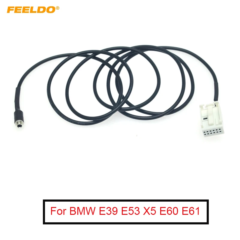 

FEELDO 10Pcs Car Audio Radio MP3 AUX-IN Adapter Cable for BMW E39 E53 X5 E60 E61 12-Pin Port AUX Wire Harness Cable