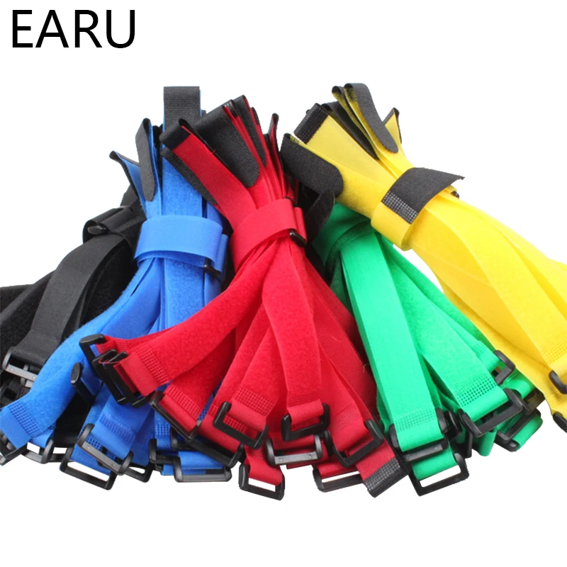 10Pcs 8นิ้ว Self Adhesive Reusable Nylon Fastener Hook และห่วงสายผูก PC TV Organizer ความยาว20ซม.2ซม.กว้าง