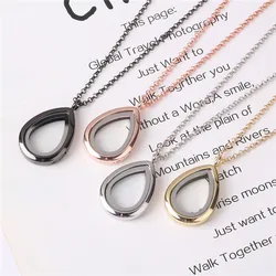 1Pc Plain Water Drop Glass Memory Floating Photo Locket Pendant For Women Glass Living Medallion Collection Collier Jewelry Bulk