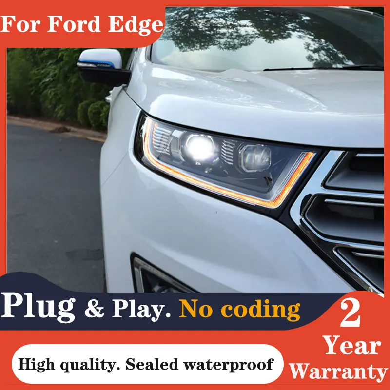 Car lamps for Ford Edge Headlights 2015 2016 2017 New Edge LED Headlight DRL Daytime Running Light Bi-Xenon HID Accesso