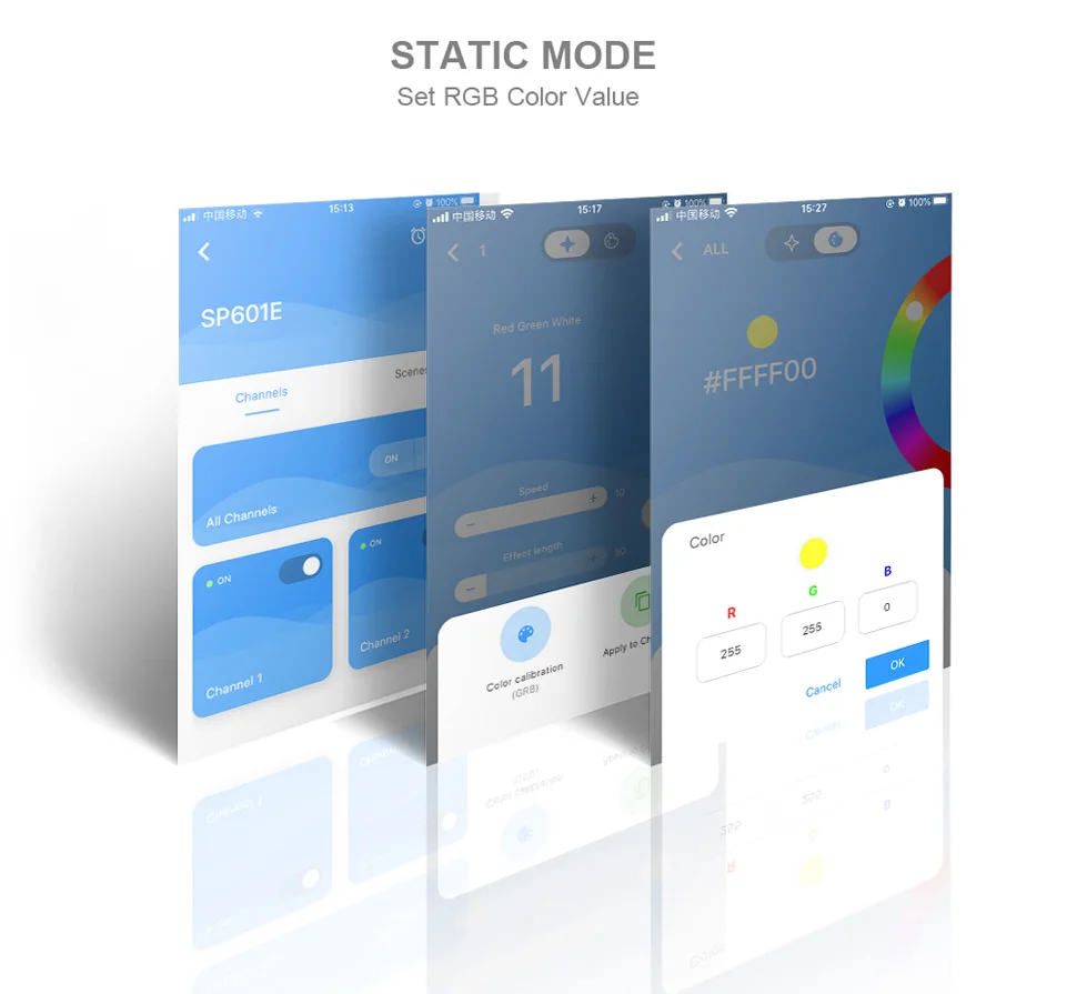 SP601E WS2812B WS2811 Music Controller Built In Mic Dual Signal Addressable Pixels LED RGB Strip Light IOS/Android App DC5V-24V