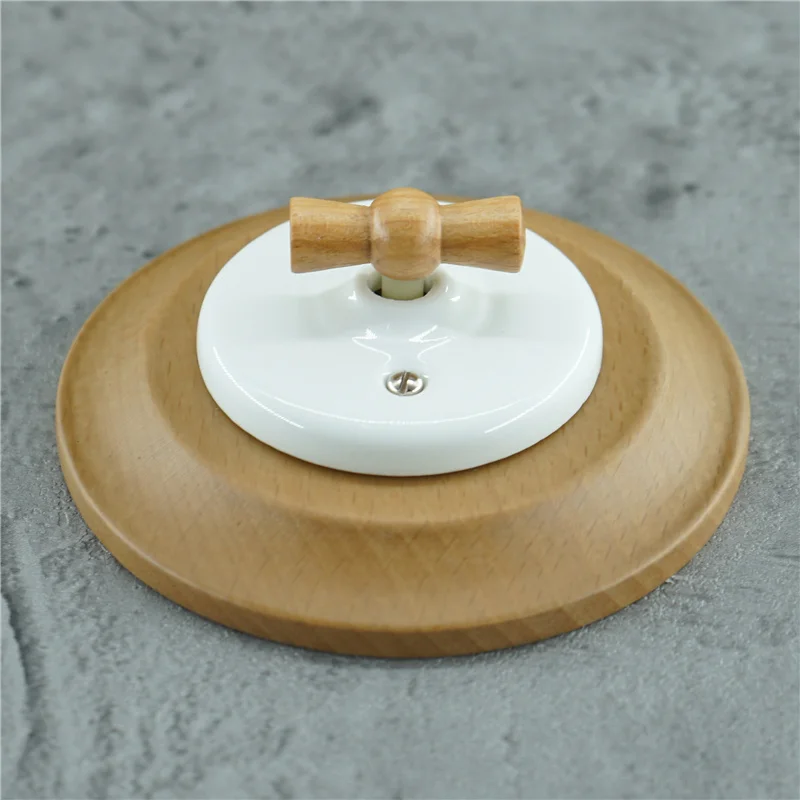 Modern Flush-Mounted Porcelain Wall Switch With Wooden frame One Gang Double Way