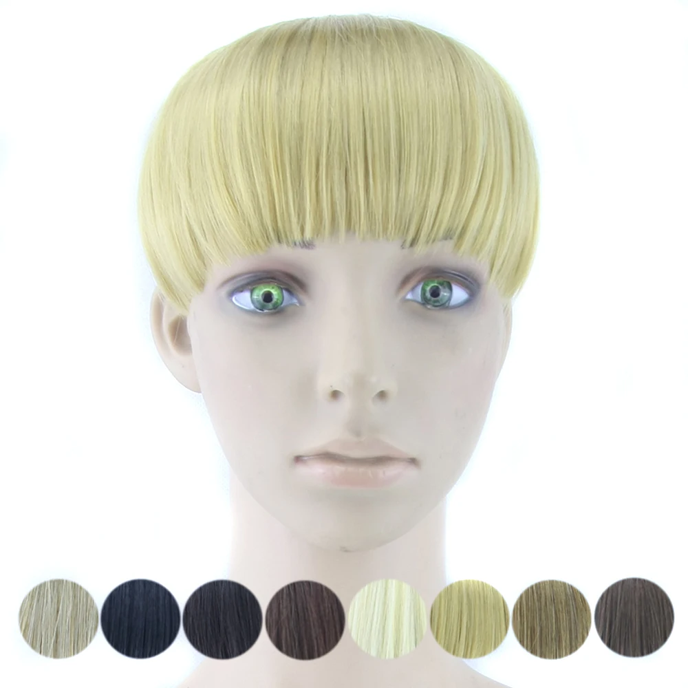 Soowee Straight Blonde Brown Synthetic Hair Bangs Clip In False Hair Fringe Hairpins Hair on Clips Hairpieces for Women