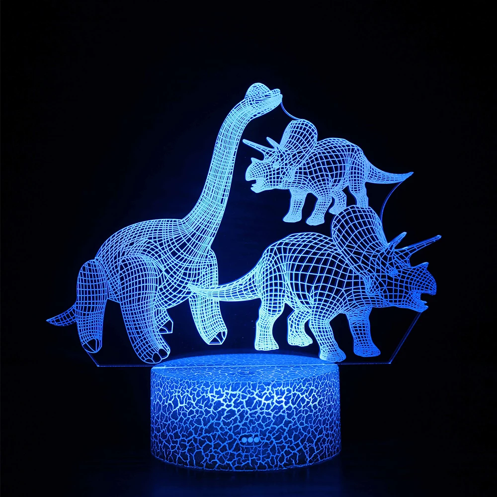 3D Dinosaur LED Night Light For Child Bedroom Decor 16 Changing Colour Touch Remote Control LED Table Desk Lamp Creative Gift 30