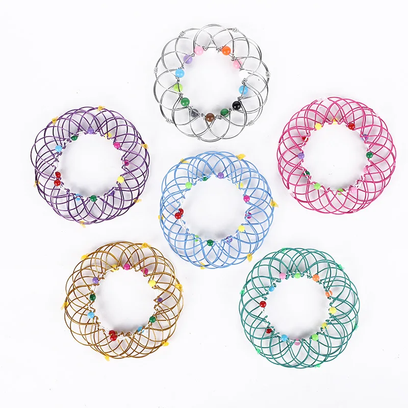 Kawaii Rompecabezas regalo Anti estrés juguetes de los niños Juguete de cesta de flores de variedad para niños, regalo de descompresión, Mandala mágico Flexible, adornos de anillo de acero suave para la yema del dedo