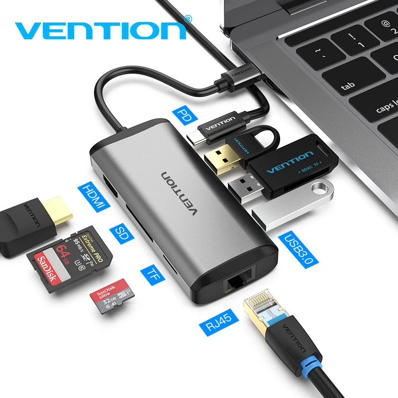 Vention usb c hub dock tudo em um tipo c para multi usb 3.0 hdmi adaptador para macbook pro 13 ar USB-C 3.1 divisor porto tipo-c hub