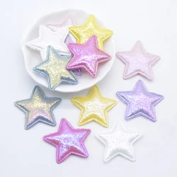 40Pcs 38mm Padded Shiny Leather Star Patches Appliques for Clothes Hat Sewing Supplies DIY Headwear Hair Bow Decor Accessories