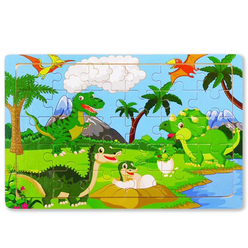 4 Style Jurassic Dinosaur Puzzle Wooden Preschool Kid Baby Jigsaw Puzzles Cartoon Learning Educational Christma Toy for Children