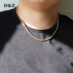 D&Z 3mm Stainless Steel Franco Chain In Gold Silver Color 18''20''22''24''Classical Choker Chain Men's Hip Hop Rapper's Jewelry