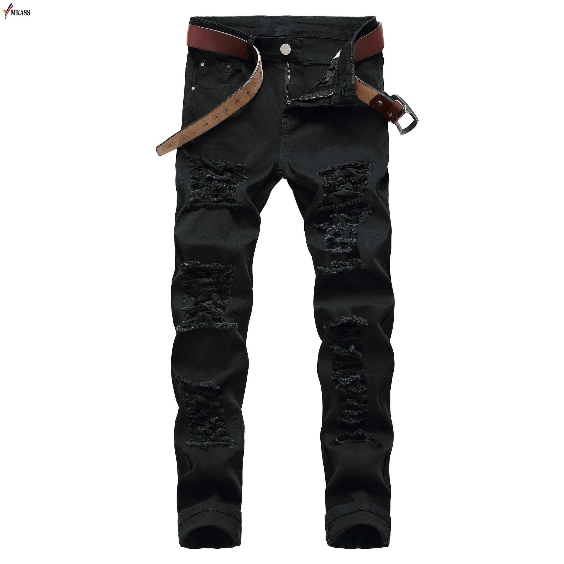 2021 Men Jeans Hole Pants Full Length  Store up Streetwear Section Stretch Denim Straight Fashion Hiphop Trousers Clothes