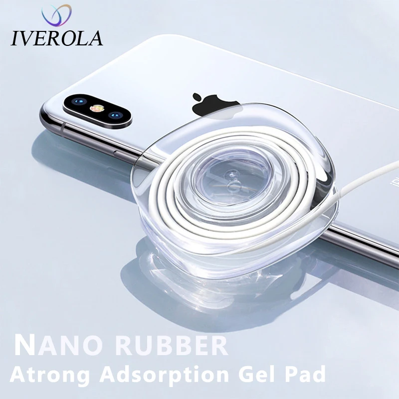 Univerola Nano Rubber Pad Car Phone Holder For Wall Suction Car Phone Stand Cable Winder Strong Adsorption Gel Pad Sticke