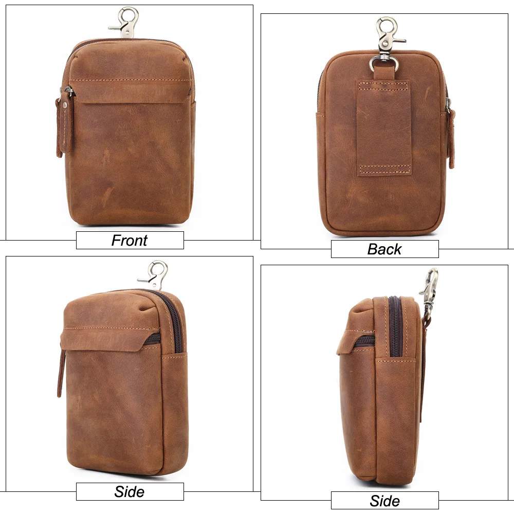 Men's Genuine Leather Fanny Waist Bag Purse Pouch Casual Shoulder Messenger Bags  Fashion Male Crossbody Chest Hip Bum Belt Bags