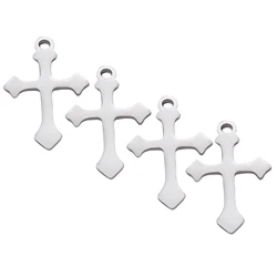 50Pcs/Lot Stainless Steel Small Cross Charms Pendant For Women Men Necklace Making Jewelry DIY Accessories Wholesales