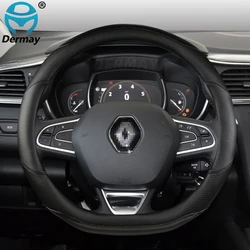 for Renault Scenic 1 2 3 4 Grand Scenic Megane Car Steering Wheel Cover Microfiber Leather + Carbon Fiber Auto Accessories