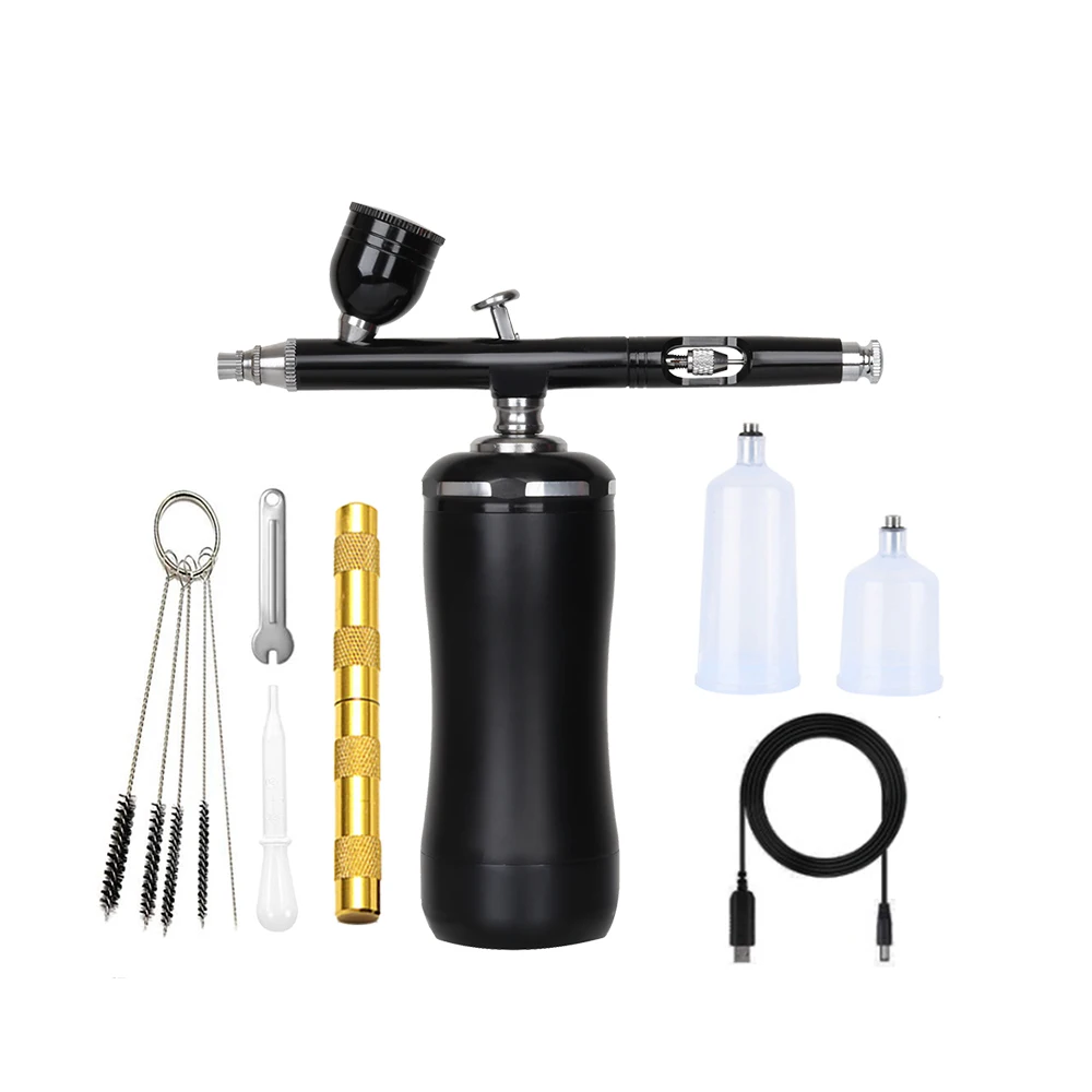 HB08 Mini Auto Cordless Personal Airbrush High PSI Air Compressor Kit Fondant Baking Tools Cake Decoration Hobby