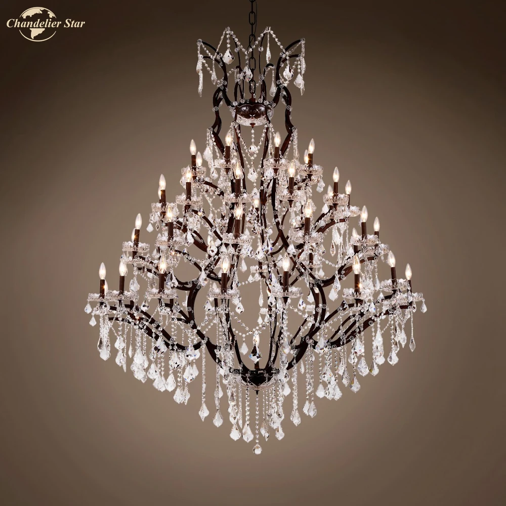 Traditional Crystal Chandeliers Lighting Luxury Decor Vintage Candle LED Rococo European Hanging Lamp for Living Room Bedroom