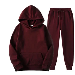 Conjunto de dos piezas para mujer, chándal informal de lana, Sudadera con capucha de manga larga y pantalones deportivos de gran tamaño, invierno, 2020