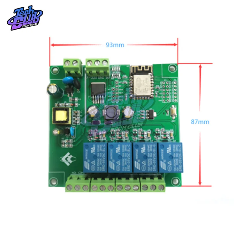 Il BYTE del bordo 4M di sviluppo del modulo ESP8266 del relè di WIFI di 5V 4 ESP-12F lampeggia per il bordo di controllo del carico di ca 90-250V DC7-30V