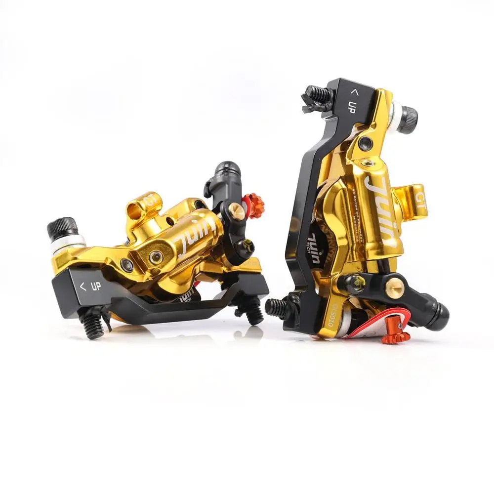 Juin Tech GT-P Line Pull Hydraulic Disc Brake caliper Road CX Gravel 160mm dual side actuation brake cyclocross bike gold color