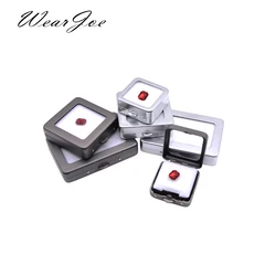 Loose Diamond or Gemstone Display Box Jewelry Beads Pearls Storage Holder Show Container Metal Glass Top Gem Subscription Case