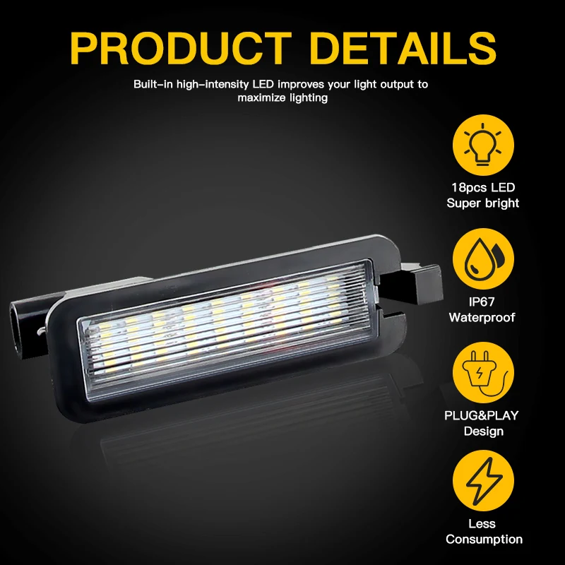 2 قطعة 18-LED CAN-bus خطأ مجاني الأبيض 12 فولت-24 فولت ل شاحن دودج تشالينجر باسيفيكا جيب البوصلة رام 1500 لوحة ترخيص مصباح