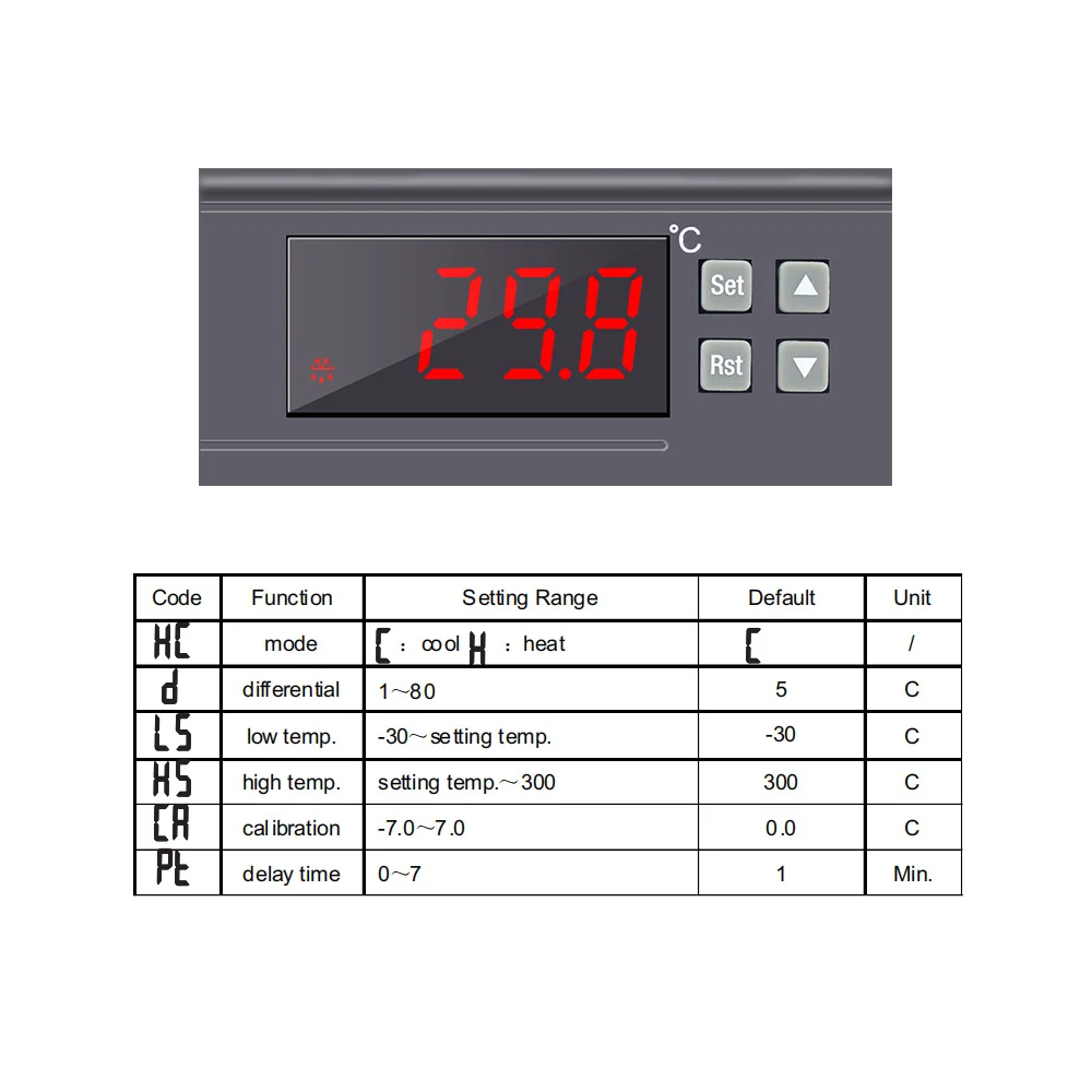 Digital Thermostat Temperature Controller AC 220V 30A Thermostat Control -30~300 Celsius Red LED + 2m NTC Sensor