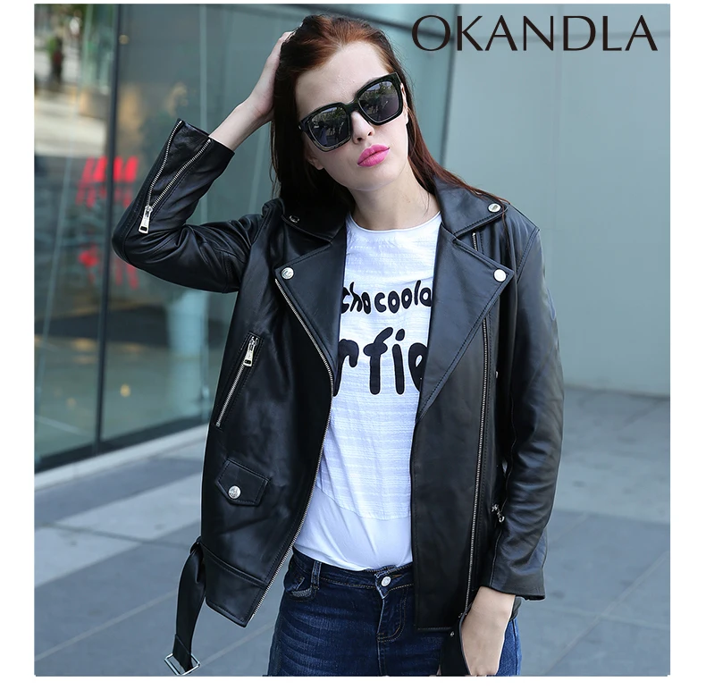 spring Free shipping,New loose quality fashion Genuine leather women jackets.motorbiker female sheepskin jacket Suede