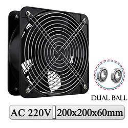 Gsie Time-Ventilateur axial de refroidissement industriel à billes, refroidisseur d'entrepôt, grand volume d'air, AC 220V, 200mm, 200x200x60mm, 20cm, 200mm x 60mm, 1 pièce