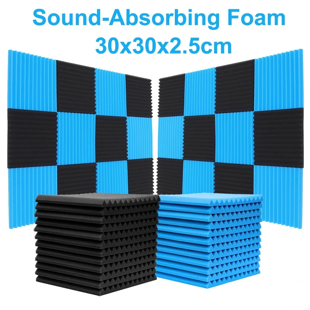 300x300x25mm Acoustic Foam 24/12pcs Studio Acoustic Foam Panels Soundproof Sponge Diffusers Drum Room Absorption Treatment