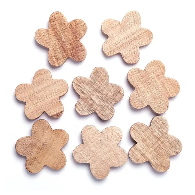 8PCS Natural Home Decoration Art Christmas Star Wooden Slices Creative DIY Embellishments Wood Ornament Cutouts Craft