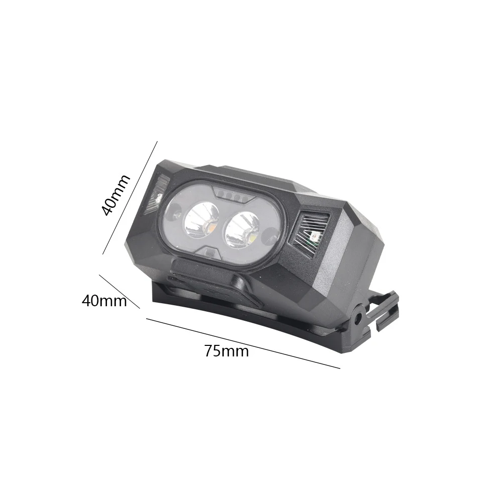 BORUiT Dual Lamp Motion Sensor Headlamp Yellow White Light USB Rechargeable Headlight Waterproof Fishing Camping Lantern