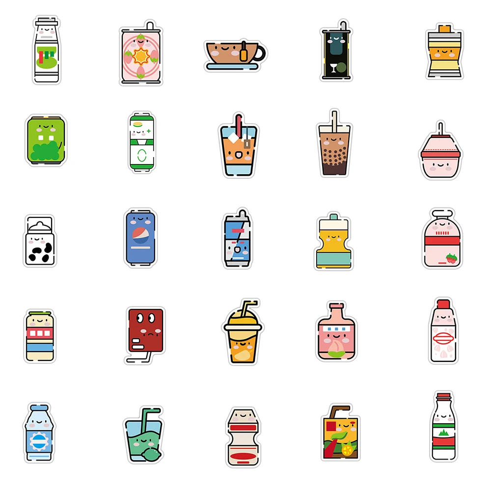 10/30/50PCS Summer Cute Flavored Drink Cartoon Stickers PVC Kawaii Beverage Decal sticker For Girl DIY Laptop Stationery Phone