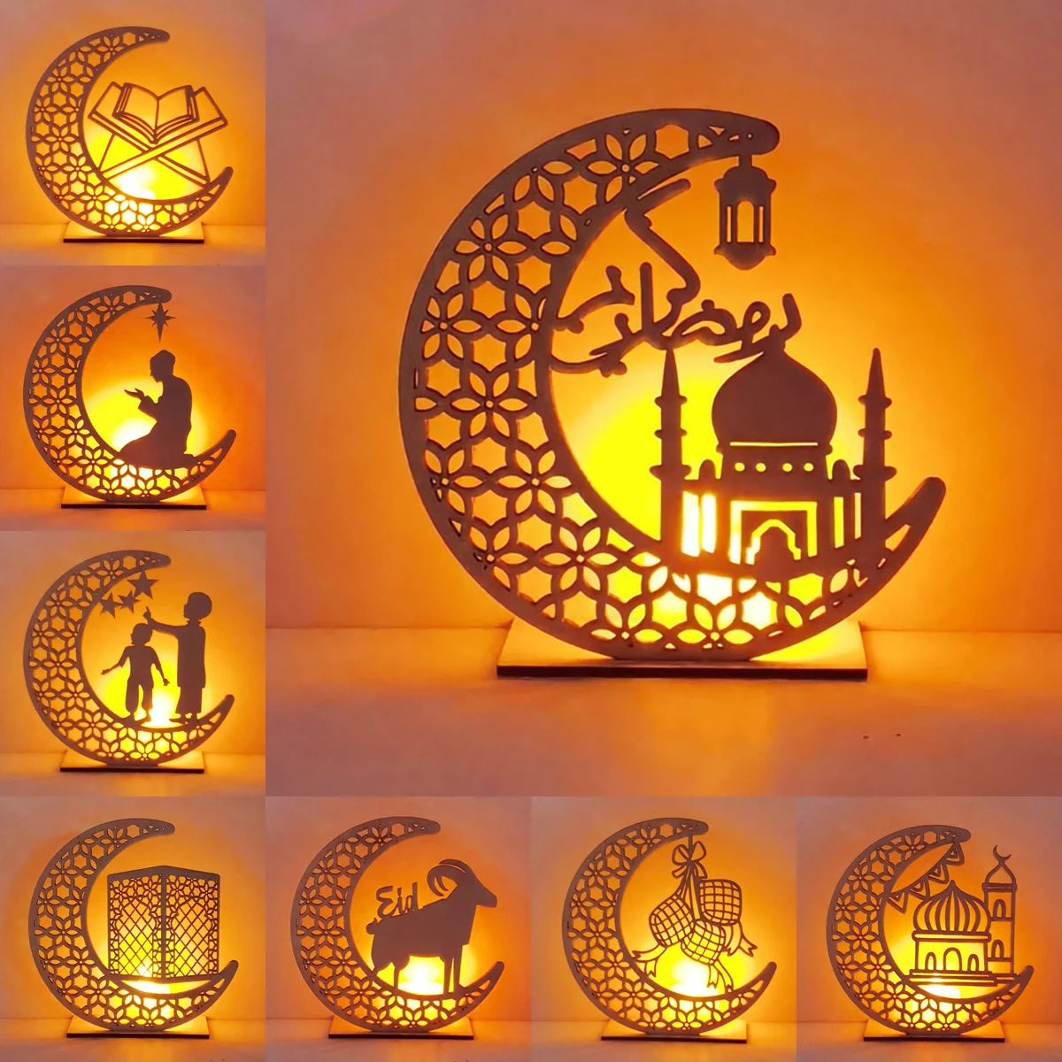 2025 EID Mubarak Wooden Pendant Ramadan Decoration Islam Muslim Party Decor Eid Al Adha Ramadan Eid Ramadan Kareem Party Gifts