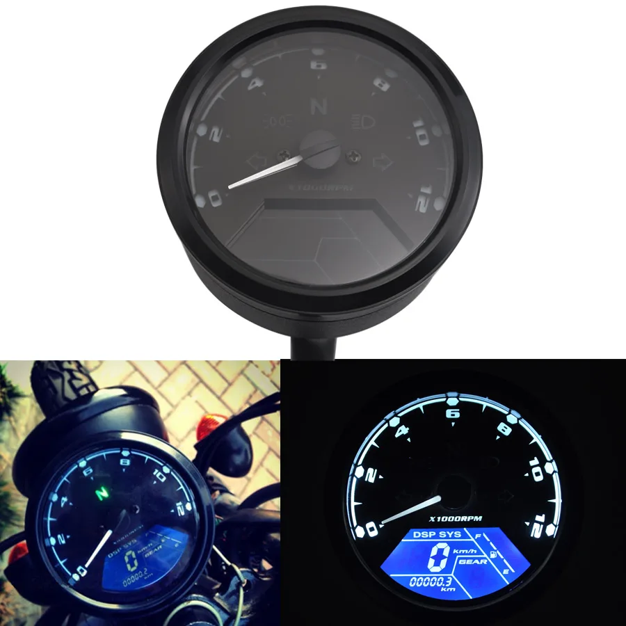 Motorcycle 12000RMP Odometer Tachometer Speedometer LCD Gauge Multi-function 2-4 Cylinders Digital Dash tablero digital moto