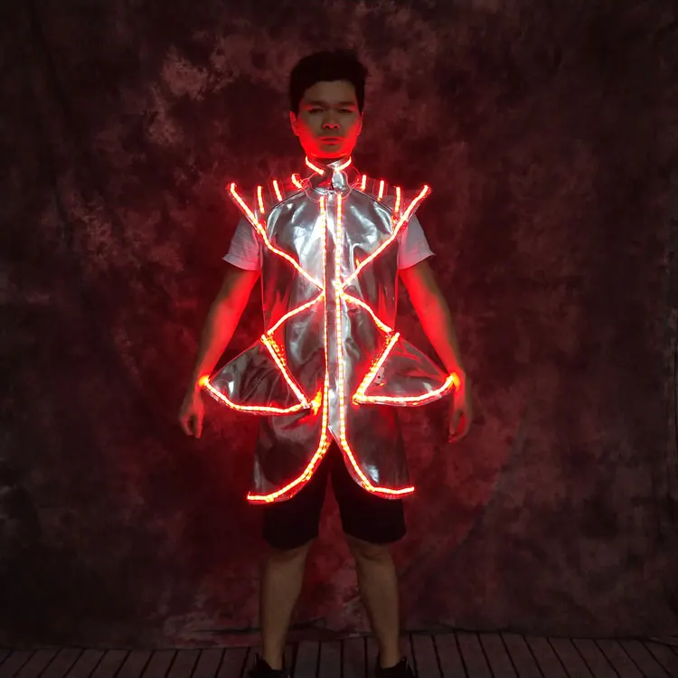 

silver coat with light Future technology warrior stage show Lumious jacket nightclub dj colorful light coat catwalk costume