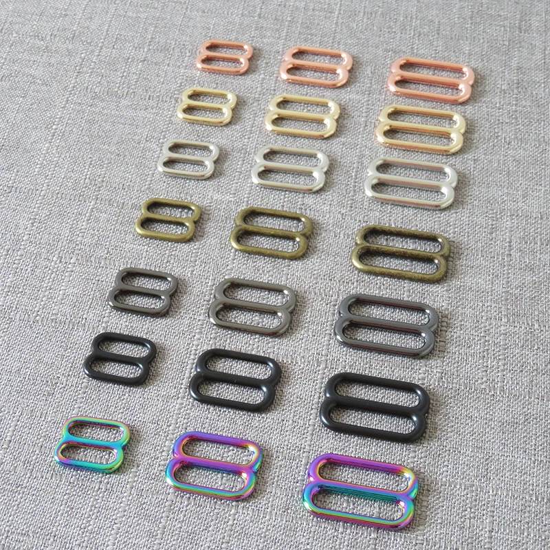 10Pcs 15mm 20mm 25mm Bag Straps Belt Buckle Metal Slider Tri Gliders Adjuster For Webbing Leather Garment Sewing DIY Accessories