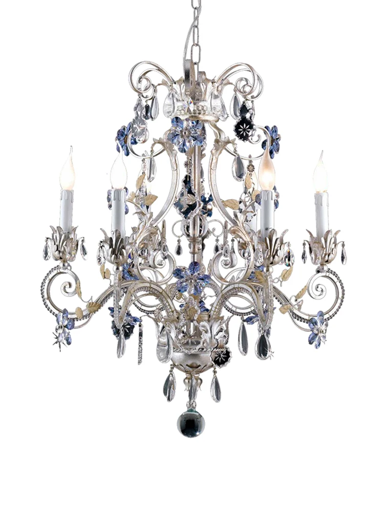 

Restaurant Blue Crystal Chandelier LED Candelabro wedding decor Lamp Living Room Bedroom light Cloth Store E14 led Chandeliers