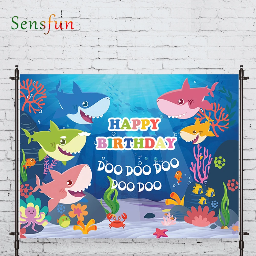 LEVOO Background For Photo Studio Seabed Cartoon Shark Birthday Child Photocall Photobooth Decor Studio Custom Shoot Prop