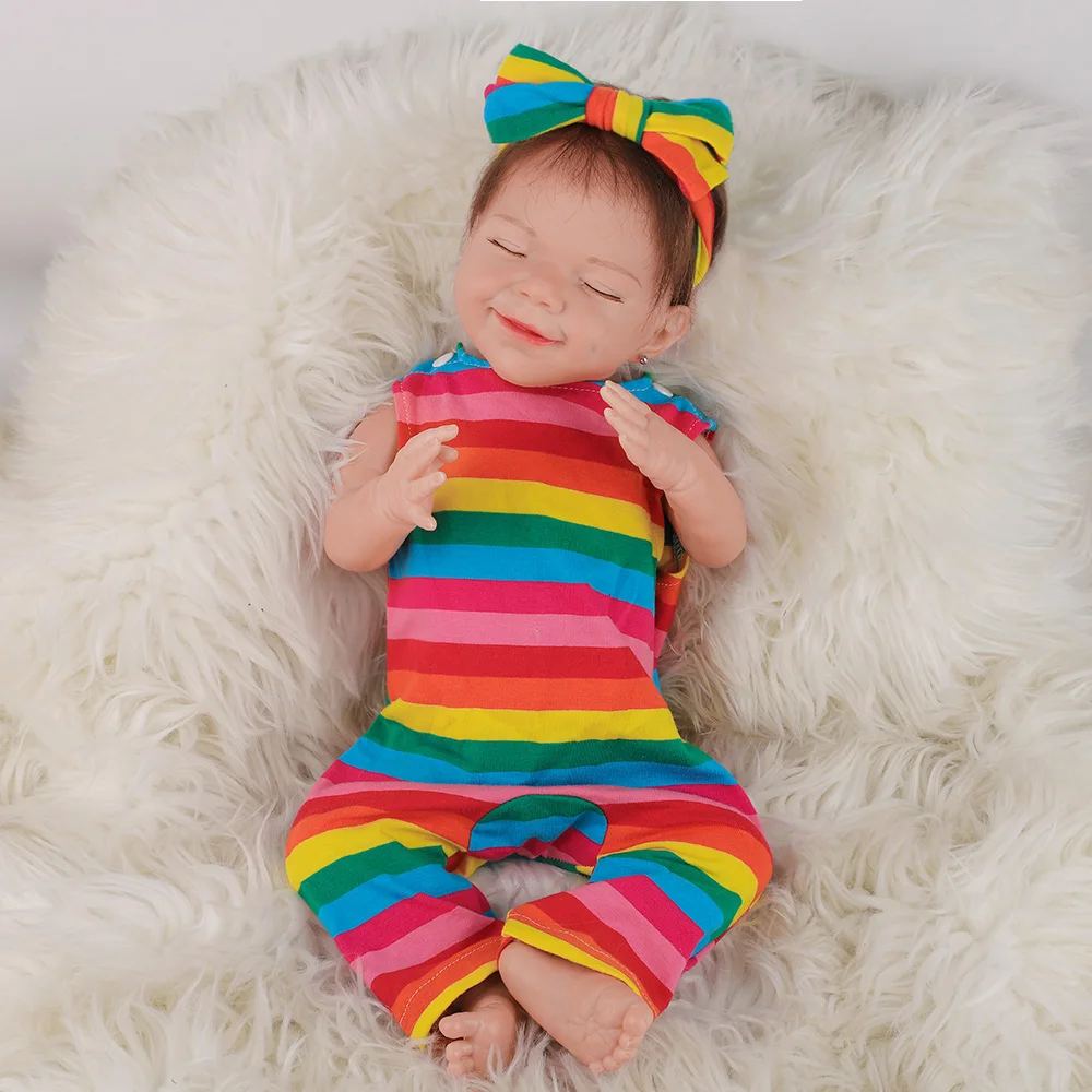 

FEELWIND for Children Alive Toy April Sleeping Smile Face Bebe Christmas Gift 12Inches Realistic Vinyl Reborn Baby Cute Doll