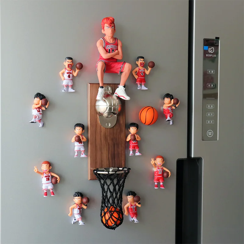 

Creative Cartoon Basketball Wall Mounted Punch-free Soft Magnetic Fridge Magnet Opener Set Slam Dunk Basketball Beer OpenerLD632