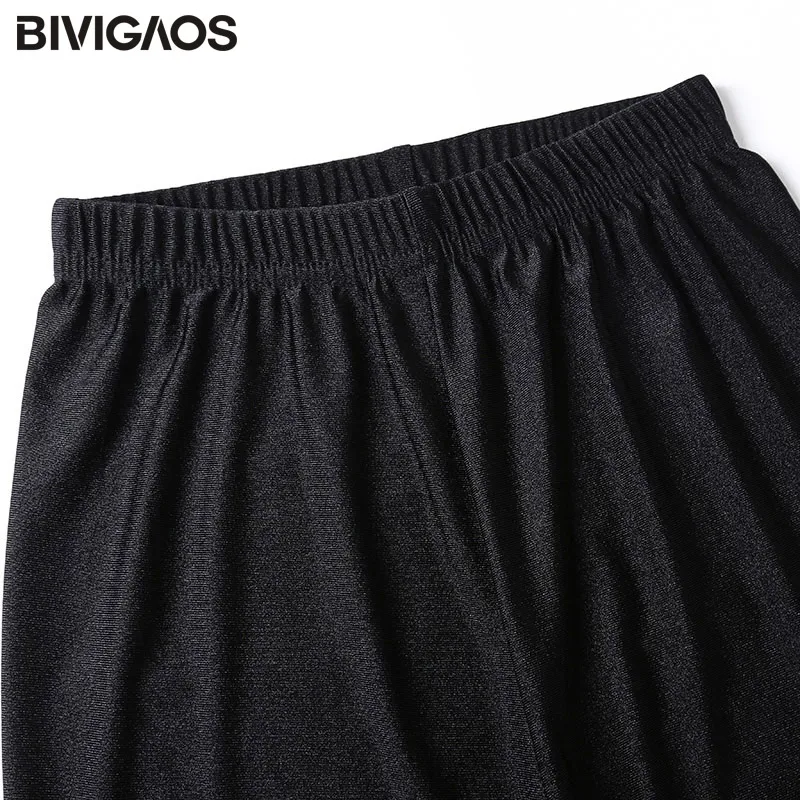 BIVIGAOS Chinlon Lustrous Black Leggings Women\'s High Elastic Shaping Pants Skinny Slim Leggings Sexy Workout Leggings Women