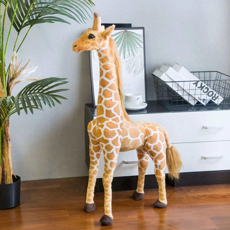 Tamanho gigante simulação girafa brinquedos de pelúcia bonito animal de pelúcia macio vida real tigre boneca presente aniversário para crianças decoração do quarto