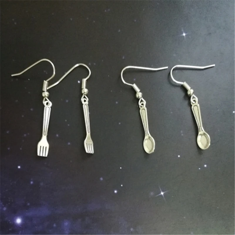 2 Pairs Earrings, Small Spoon Earrings, Fork Earrings Cute Earrings, Personality Tableware Jewelry