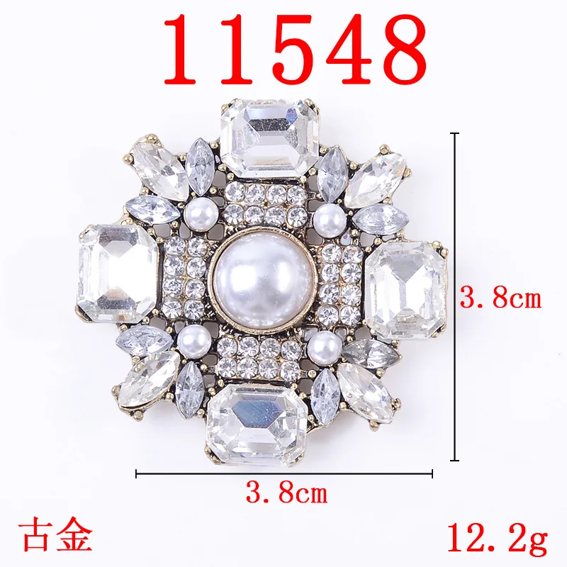 5 Pcs/Lot Acryli Snowflake Alloy Rhinestone Buttons Flower Round Plate Diamond Buckle DIY For Shoes Clothing Hand-made Material