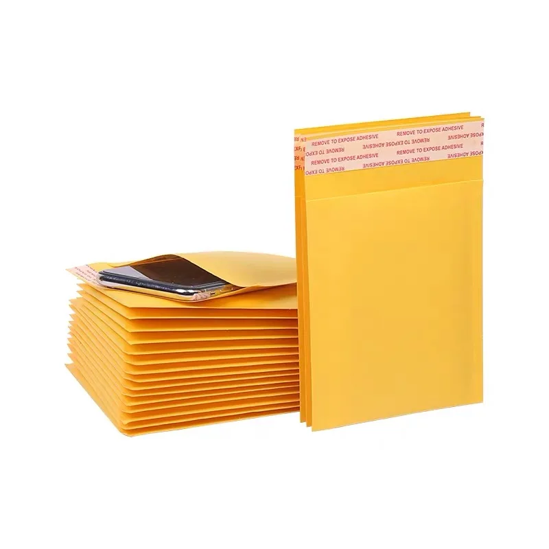 10PCS Yellow Kraft Paper Bubble Envelopes Bags Padded Mailers Shipping Envelope With Bubble Packaging Bags Courier Storage Bags