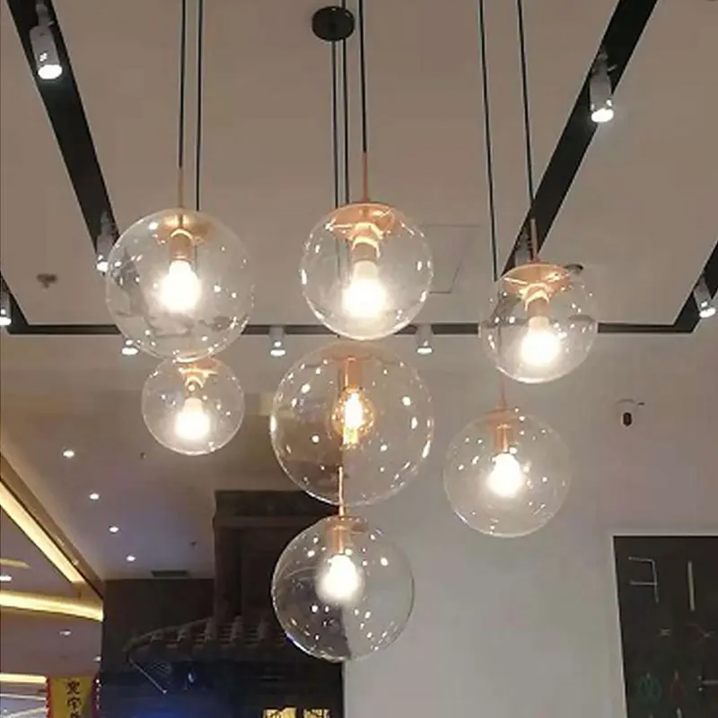 Simple LED Glass Ball Chandelier Suitable For Commercial  Decoration Hotel Hall Stairs Cafe