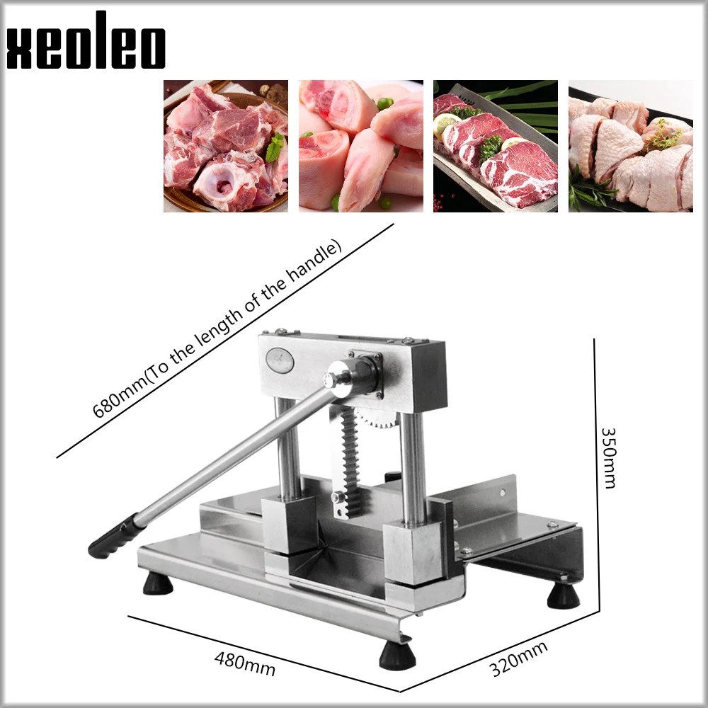 XEOLEO Bone sawing machine Manual Meat Cutter Bone guillotine Stainless steel cut Trotter/Ribs/Frozen Meat machine Bone Cutter