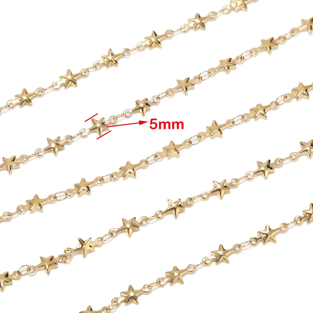 1 Meter Stainless Steel Golden Star Handmade Link Chain for Women Choker Bracelet Necklace Jewelry Making