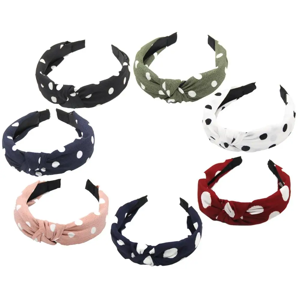 Furling Girl Pack of 1pc Polka Dots Chiffon Bow Knotted Hair Bands Hair Loop Headbands for Women Hair Accessories